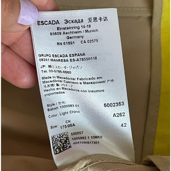 Escada Sport Light Chino Khaki Blazer Jacket Size 42/ Large Classic Career - Picture 13 of 16